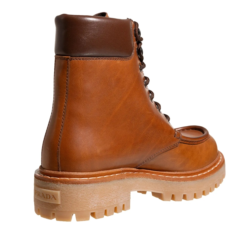 Prada Laarzen met vetersluiting Ankle Boots Cognac(Image 4)