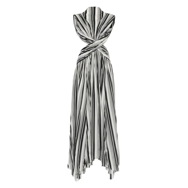 Philosophy Di Lorenzo Serafini  Timeless Neutral Dress With Smooth Draping Grey