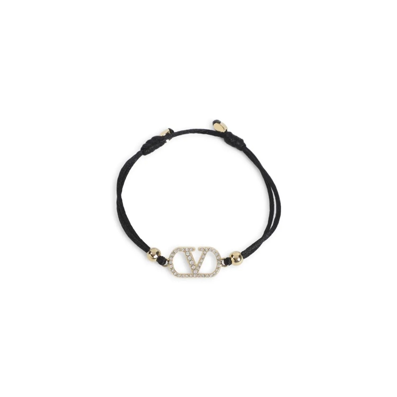 Valentino Garavani Armband Black Cord Bracelet With Gold-Tone Charm Not Applicable