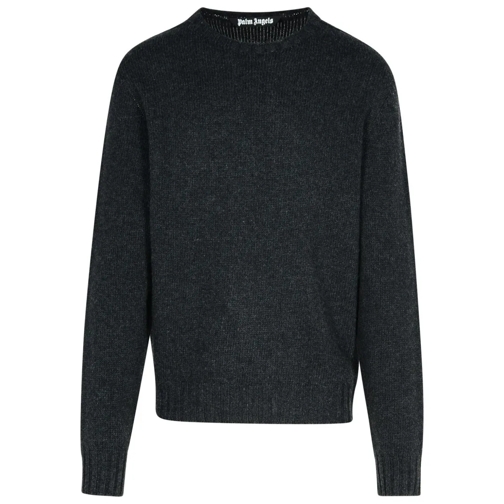 Palm Angels Dark Grey Merino Wool Blend Sweater Grey Trui