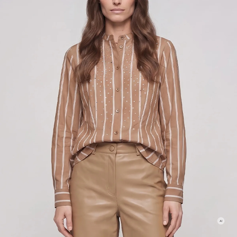 Marc Aurel Bluse Hemd- gerundeter Saum- Rückenpasse- Manschette beige(Image 3)