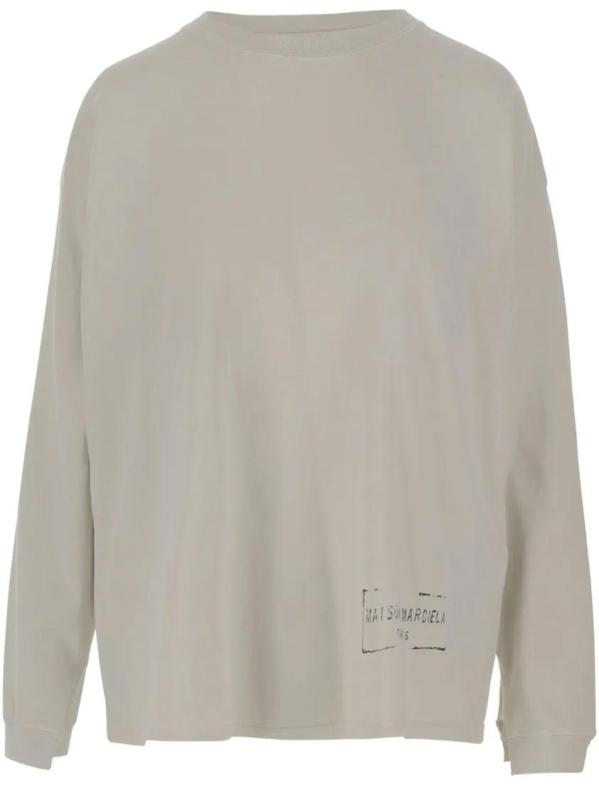 Thumbnail - Maison Margiela - Ivory Cotton Sweatshirt - Größe XS - beige