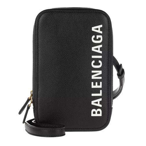 Balenciaga Cash Zip Phone Holder Black/White Handytasche