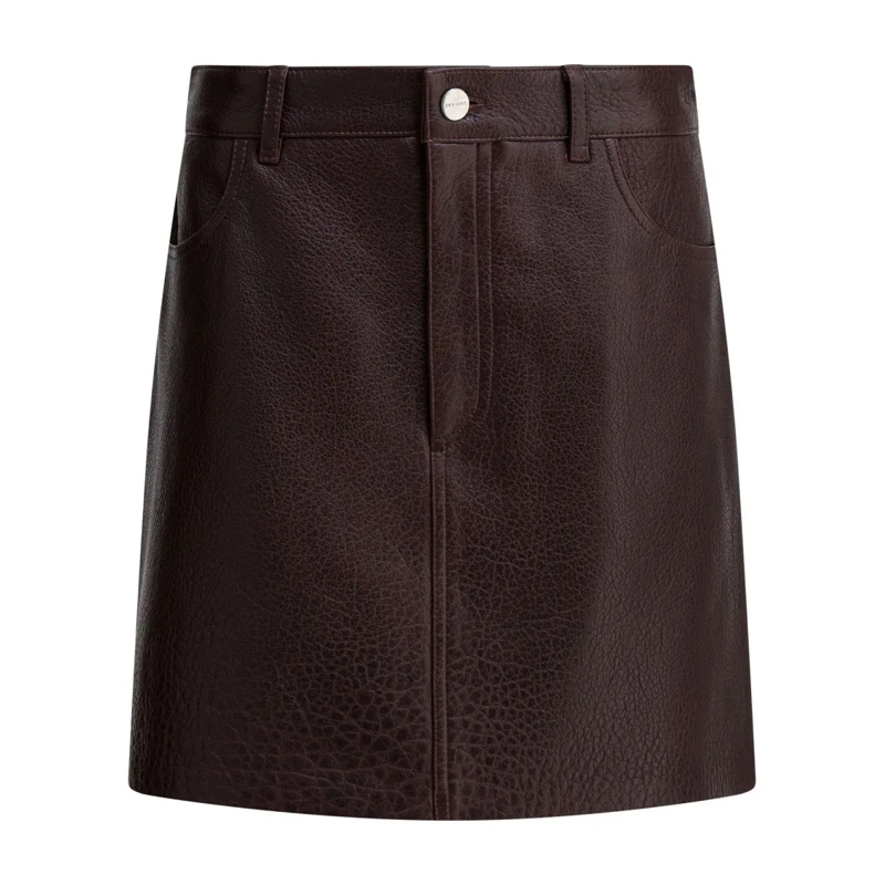 Ivy & Oak Minijupe Bordeaux Leather Skirt With Fitted Silhouette Black