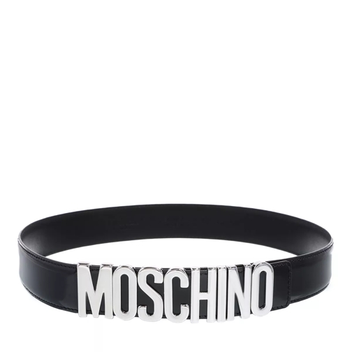 Moschino Belt  Fantasy Print Black Leather Belt