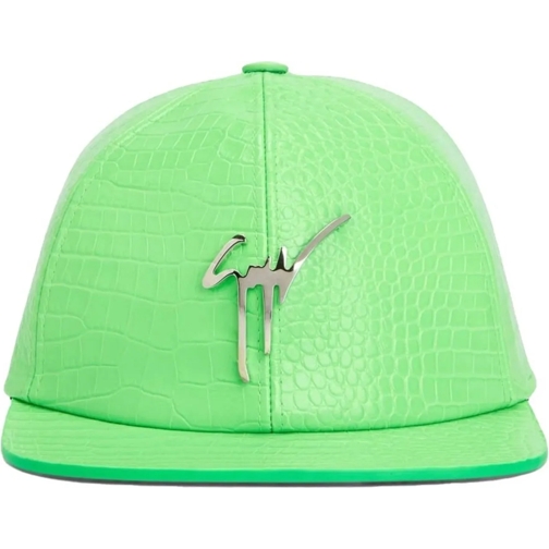 Giuseppe Zanotti  Cohen Signature Logo Leather Baseball Cap grün