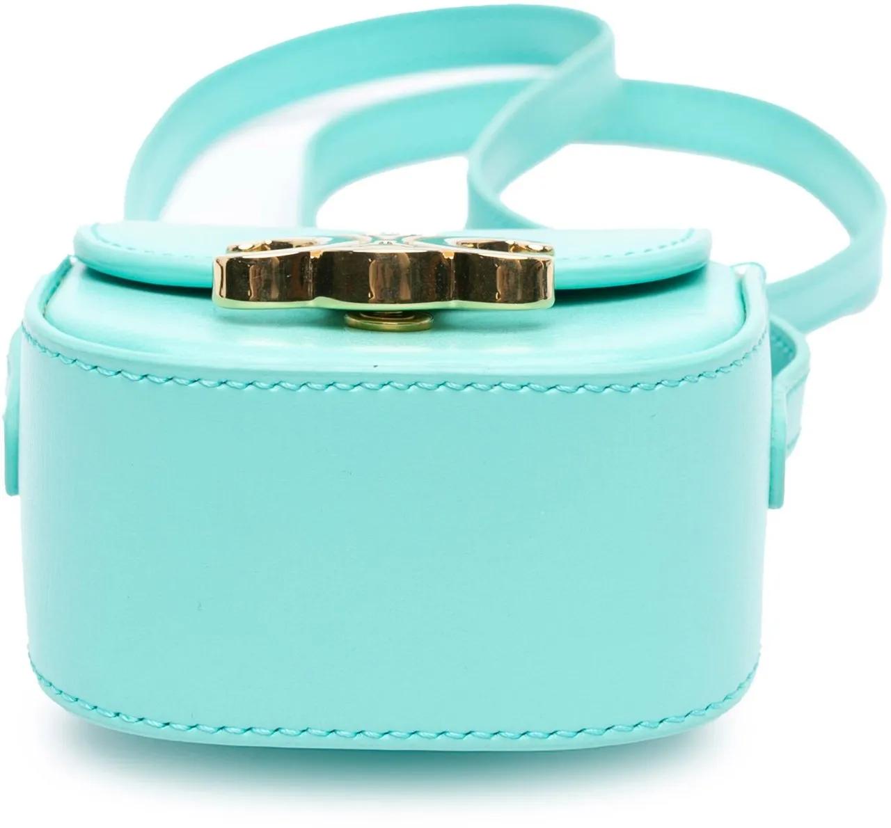 Celine Hobo bags 2021 Mini Shiny Calfskin Triomphe Crossbody in blauw
