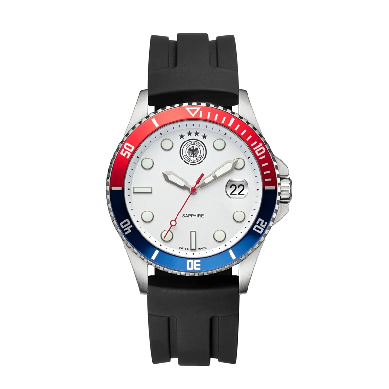 DFB Automatikuhr Quarzuhr DFB Herrenuhr mit Silikonarmband weiss