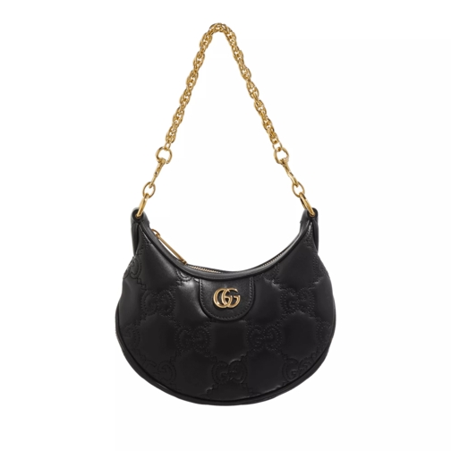 Gucci Mini GG Shoulder Bag Matelassé Leather Black Hoboväska