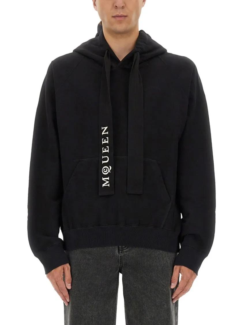 Thumbnail - Alexander McQueen - Relaxed-Fit Black Cotton Hoodie - Größe S - schwarz