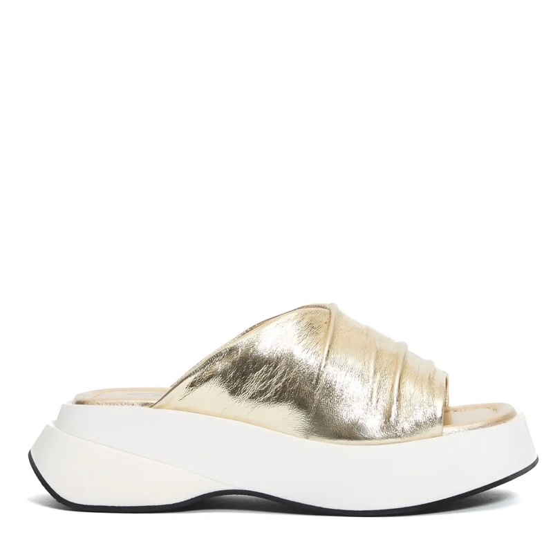 Elena Iachi Sandalen Ciabatta Zeppa In Pelle Platino White