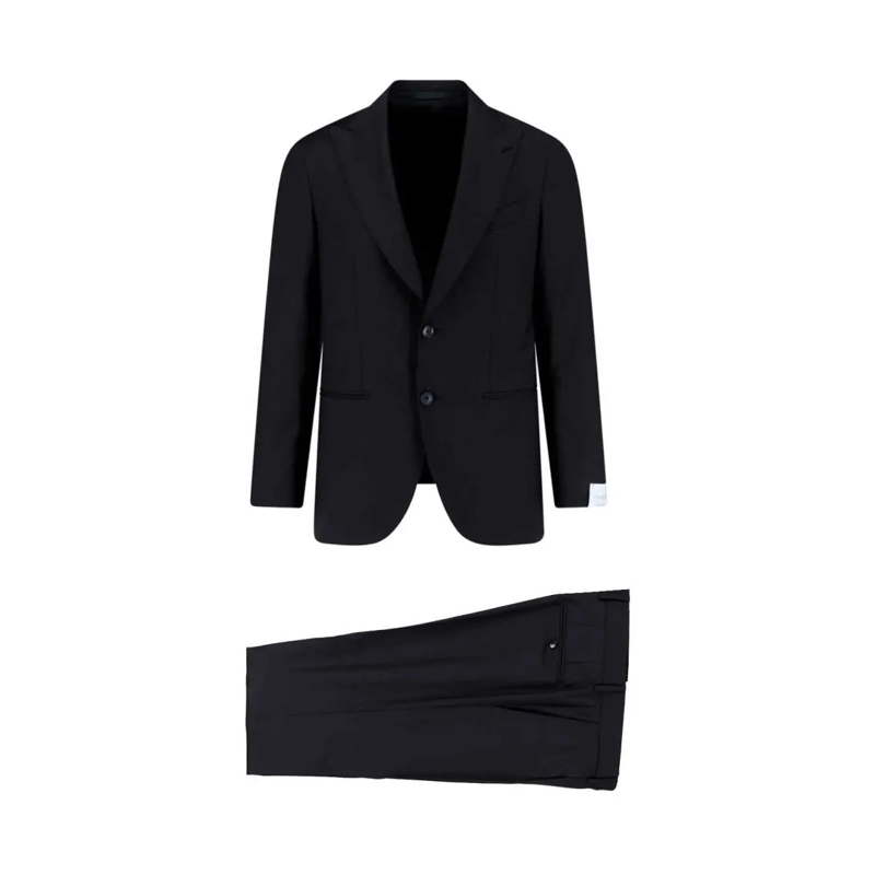 Emanuela Caruso Pakcombinatie Black Wool Single-Breasted Suit, Dark Shade Black