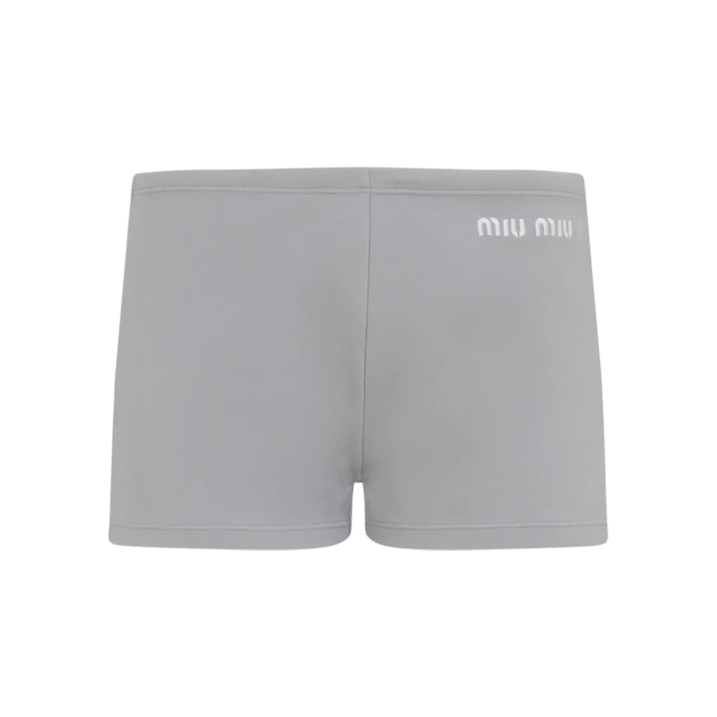 Miu Miu Casual Shorts Sporty Bermudas With Contrasting Stripe Detail Grey