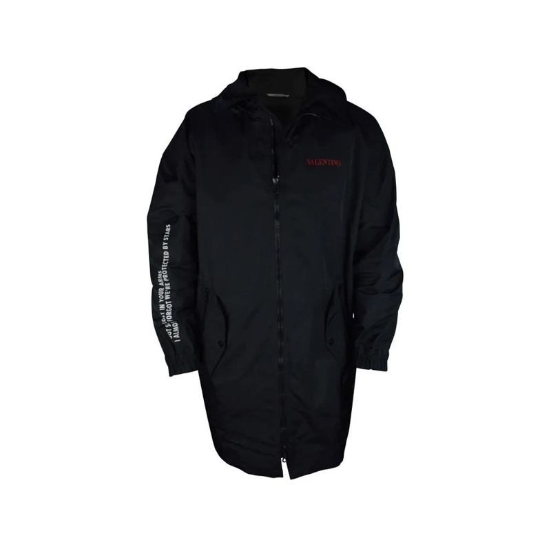 Valentino Garavani  Hooded Waterproof Jacket With Moon Print Black