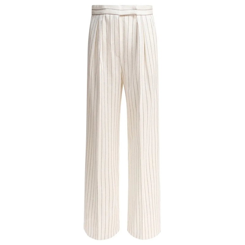 Max Mara  Wide-Leg Trousers With High-Rise Waist White