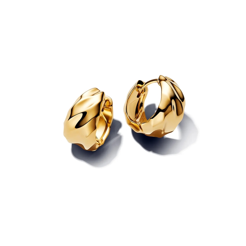 Pandora Créoles Rippled Hoop Earrings 14k vergoldet