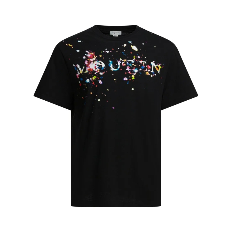Alexander McQueen T-shirt Black T-Shirt With Artistic Splatter Print For Cas Black
