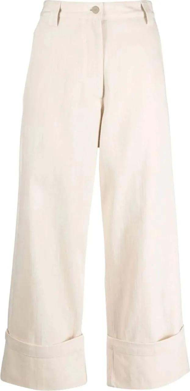 Thumbnail - Moncler - 2 1952 Wide Leg Trousers - Größe 38 - weiß