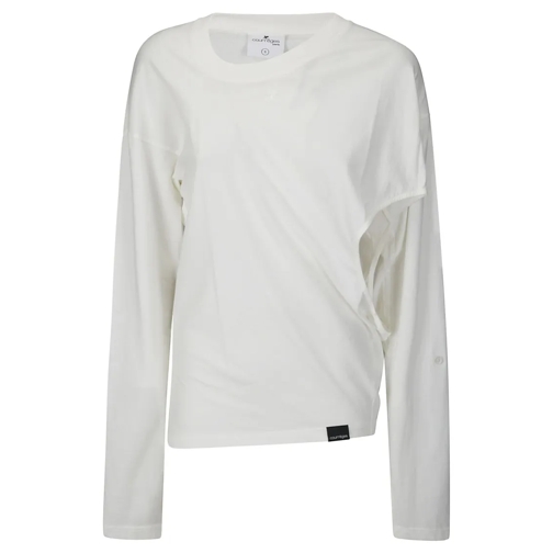 Courrèges Langärmelige Oberteile One-Shoulder Cotton T-Shirt White