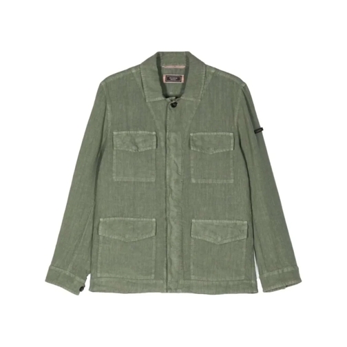 Peserico Shirts Green Four-Pockets Linen Shirt Grey