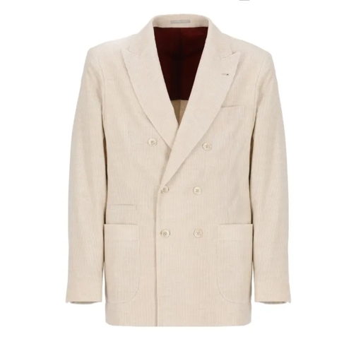 Brunello Cucinelli Velvet Double-Breasted Jacket Neutrals 