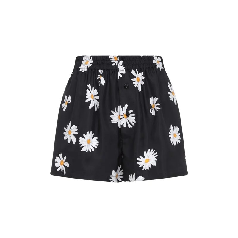 Moschino Legere Shorts Floral Print Black Silk Shorts Black