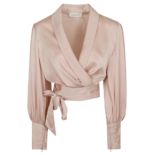 Zimmermann Hauts à manches longues Pink Silk Wrap Top Pink