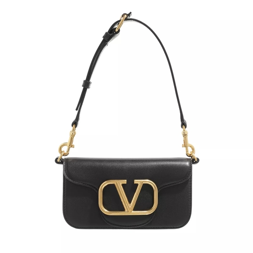 Valentino Garavani V Logo Messenger Bag Calfskin Black Liten väska