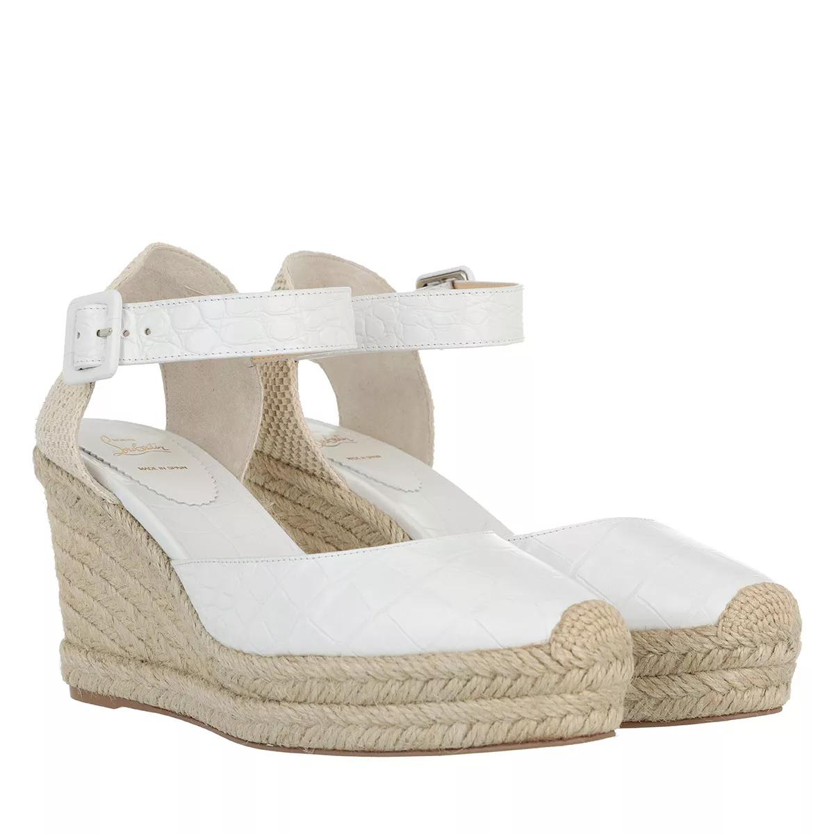 Louboutin best sale white wedges