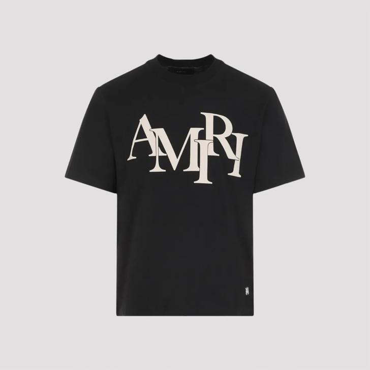 Amiri Black Cotton Staggered Tee Black T Shirts