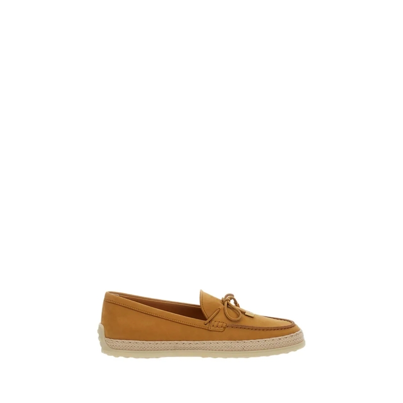 Tod's Ballerinas Leather And Raffia Loafer Brown