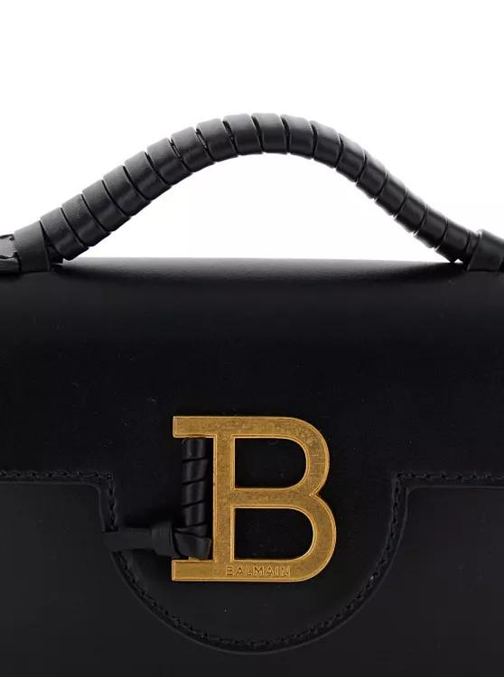 Balmain Mini Leren Handtas met Magnetische Klep Black Dames
