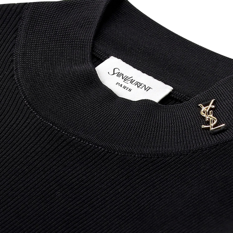 Saint Laurent T-Shirt Gerippter Pullover aus Seide schwarz(Image 3)