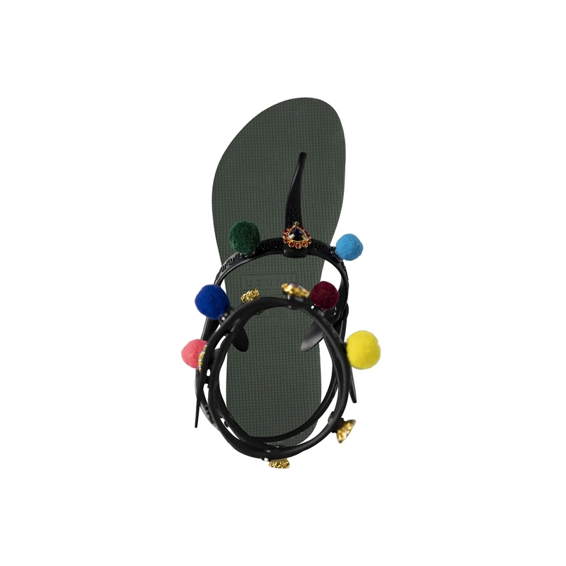UZURII Flip Flops Zehentrenner Mondriaan Colorful Black dunkel-grün(Image 3)