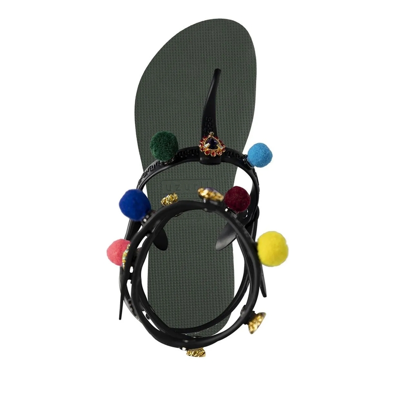 UZURII Flip Flops Zehentrenner Mondriaan Colorful Black dunkel-grün(Image 3)