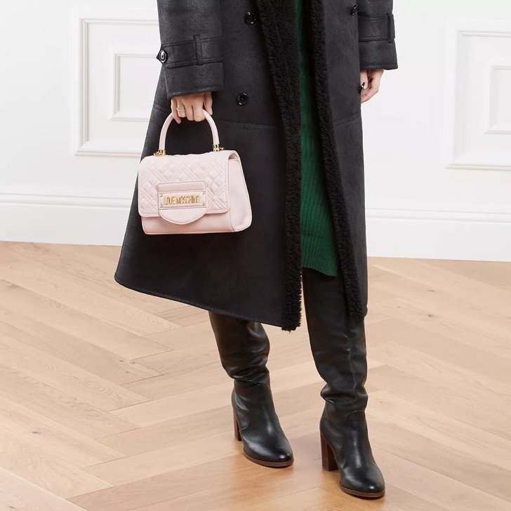 Love Moschino Quilted Tab Cipria Poudre Satchel