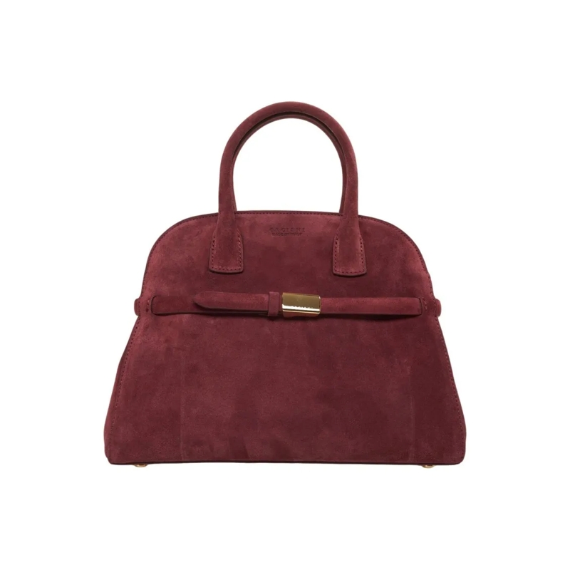 Orciani Sac à bandoulière Structured Burgundy Suede Handbag Black