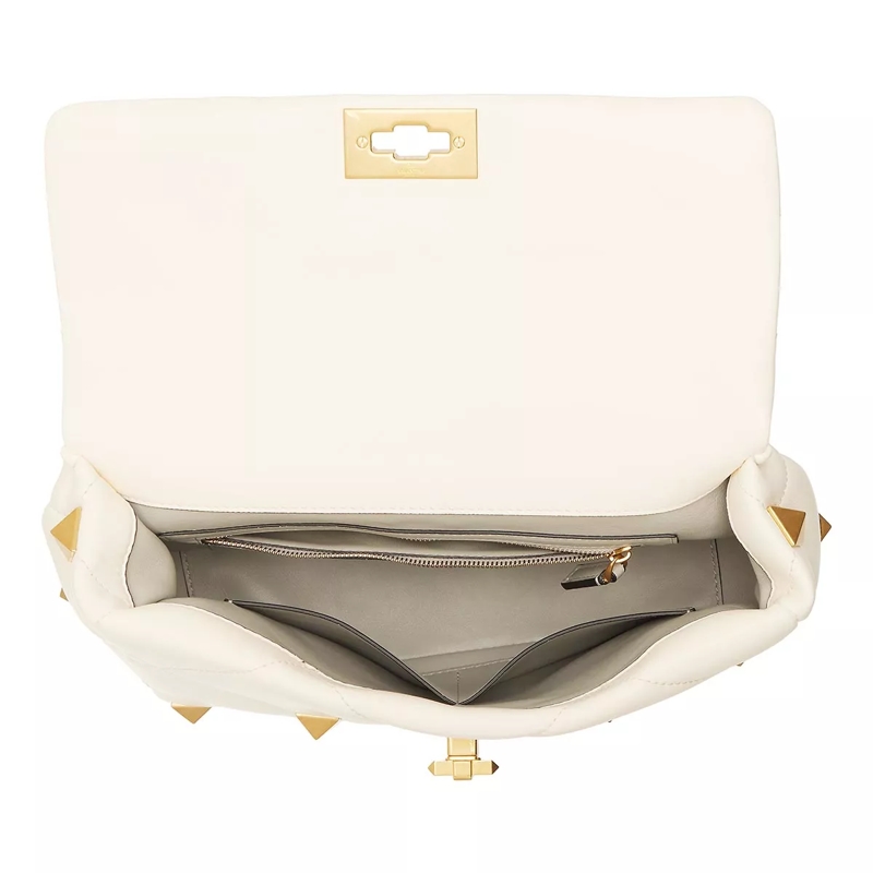 Valentino Garavani Satchel Roman Stud Quilted Crossbody Bag Ivory(Image 7)