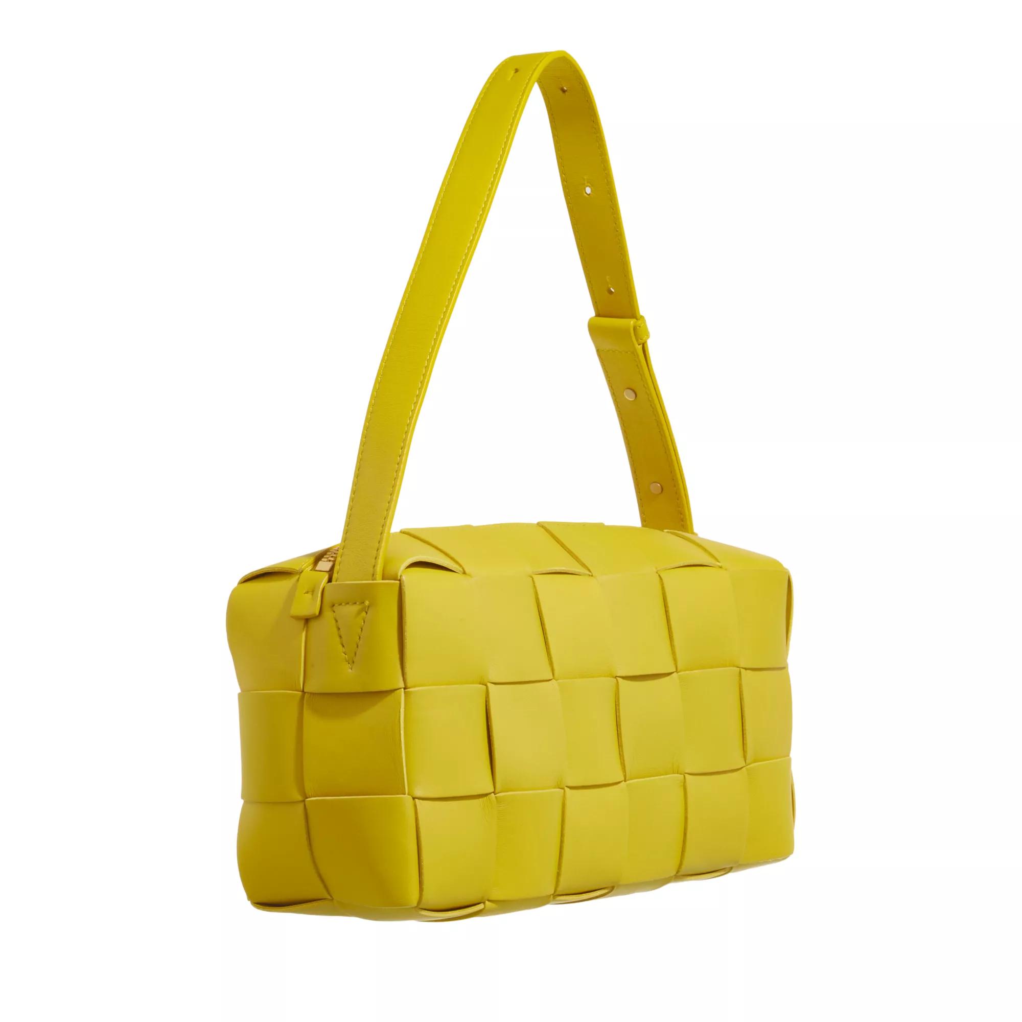 Bottega Veneta Pochettes Brick Cassette Satchel Bag in geel