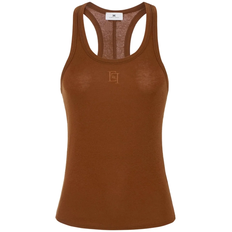 Elisabetta Franchi Top T-Shirts And Polos Leather Brown braun