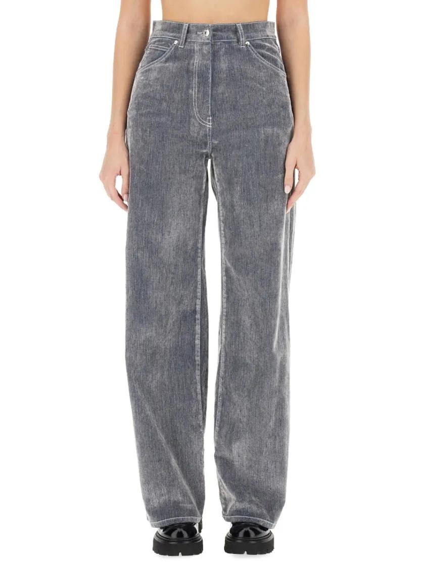 Thumbnail - MSGM - High-Waisted Wide-Leg Denim Pants With Classic Fiv - Größe 42 - grau