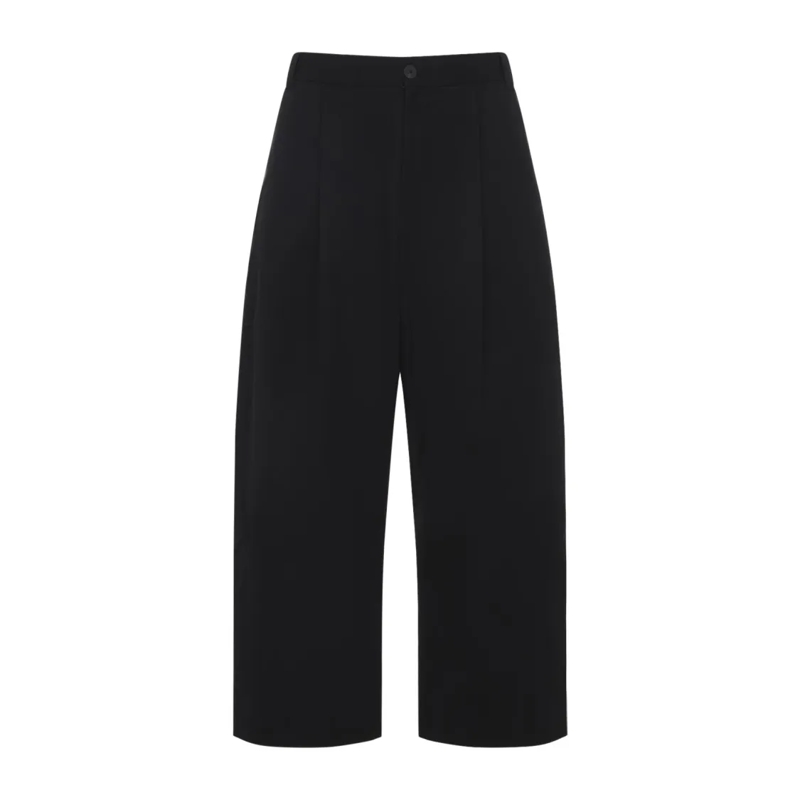 Studio Nicholson Chino Cropped Black Trousers With High Waist Black