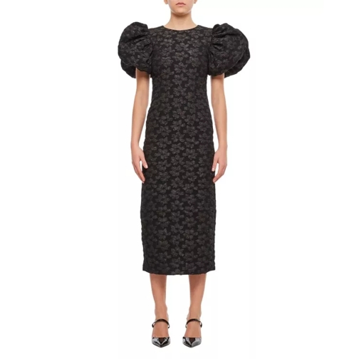 Rotate 3D Jacquard Midi Dress Black 