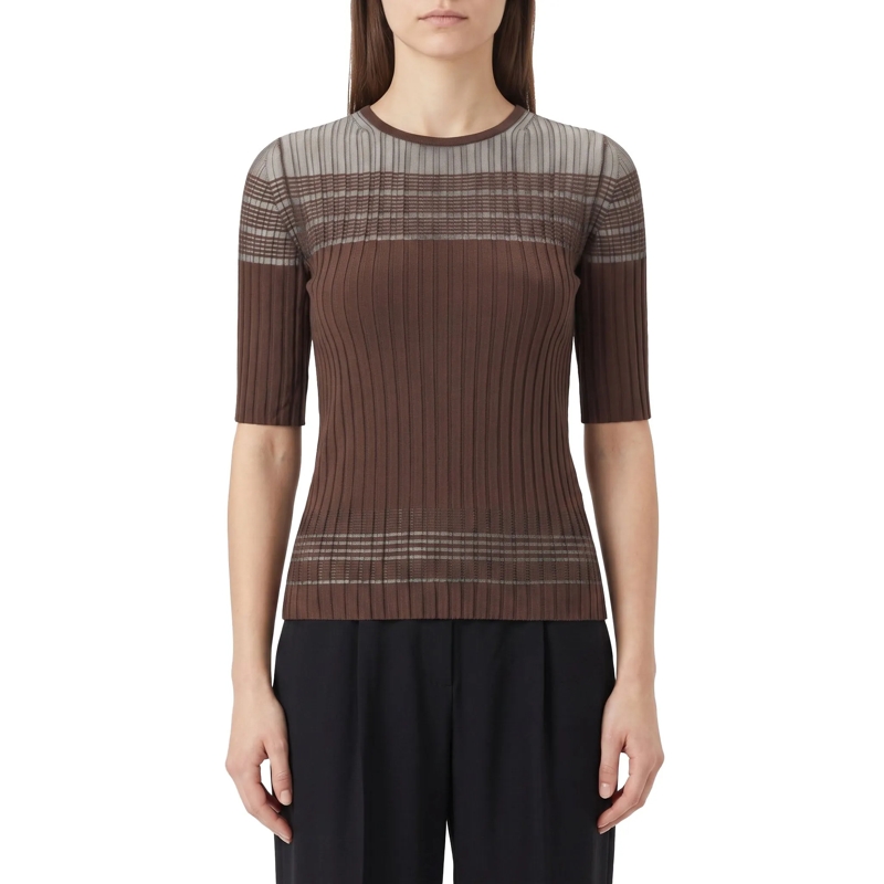 Luisa Cerano Pull Kurarmpullover aus Feinstrick braun(Image 2)