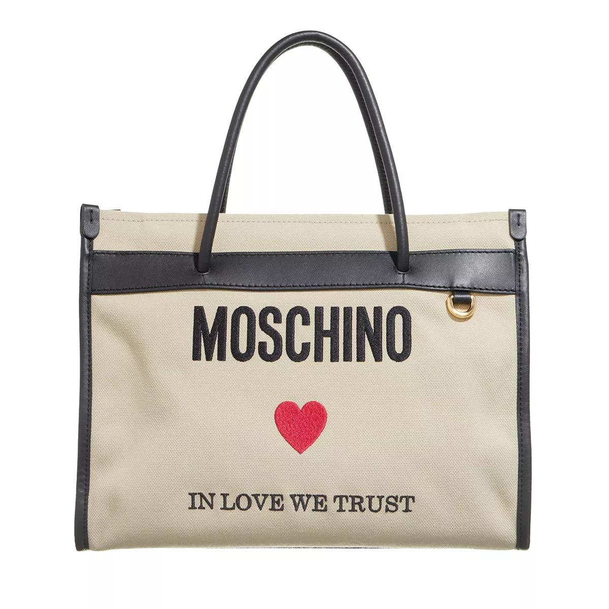 Moschino In Love We Trust Shopping Bag Fantasy Print Beige Crossbody Bag