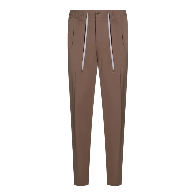 Pt Torino Pantalon de costume Sand Trousers With Classic Straight-Leg Cut Brown
