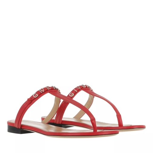 Givenchy Elba Flat Thong Sandals Leather  Red Flip Flop