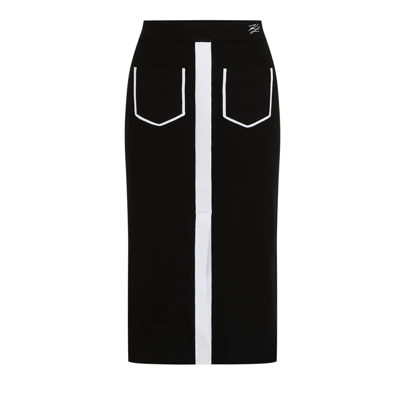 Karl Lagerfeld Minirock MIDI-ROCK AUS STRICK weiss