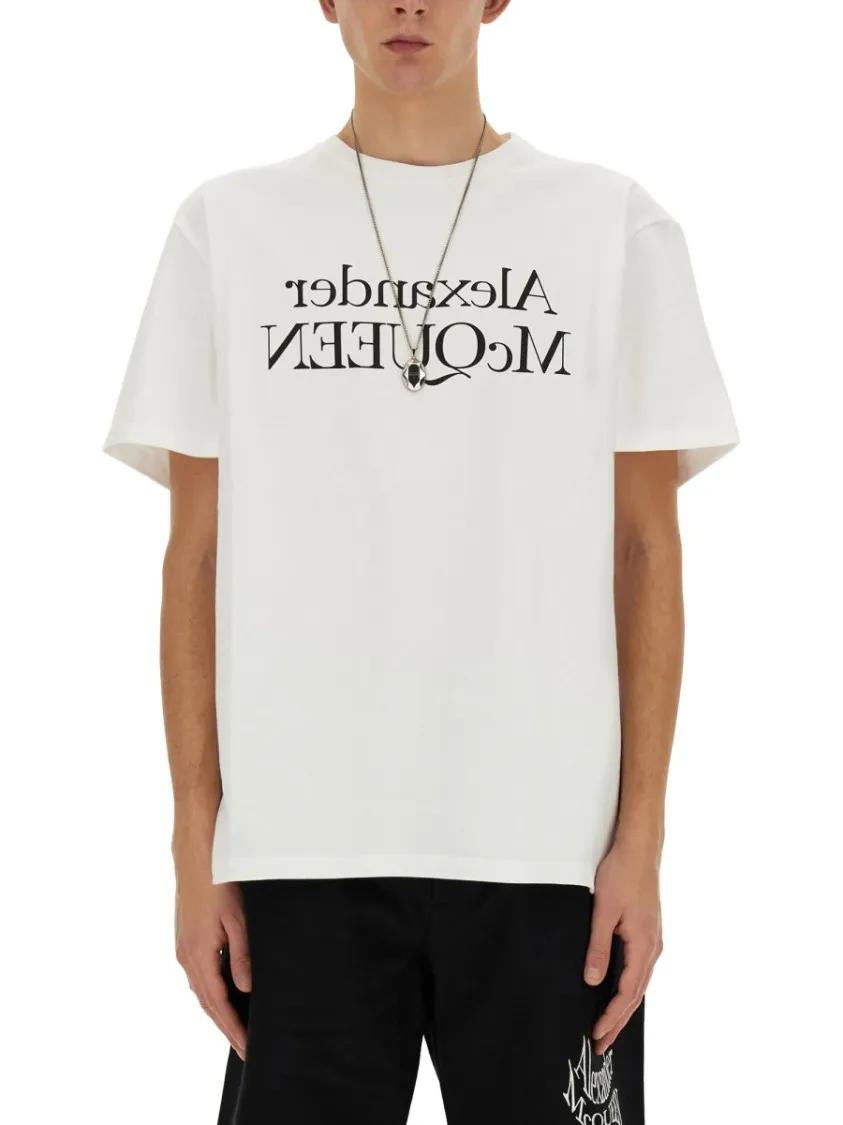 Thumbnail - Alexander McQueen - T-Shirt With Logo - Größe XL - weiß