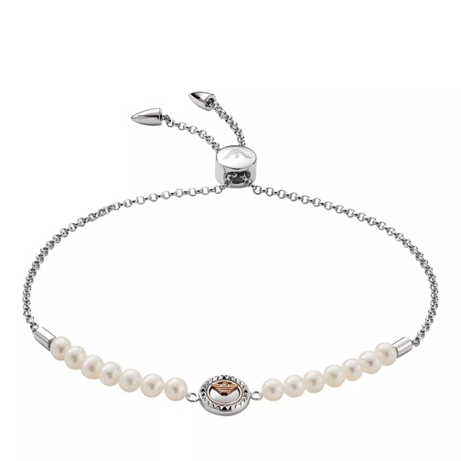Emporio Armani Sterling Silver and Cultured Freshwater Pearl Slid Silver Bracelet